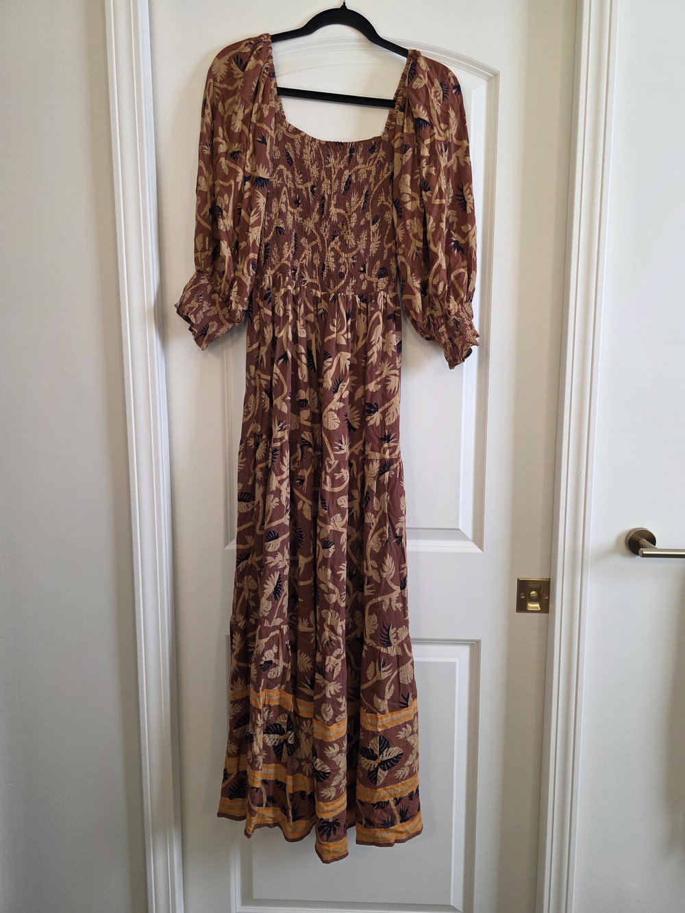 Angie Rust Floral Smocked Maxi Dress